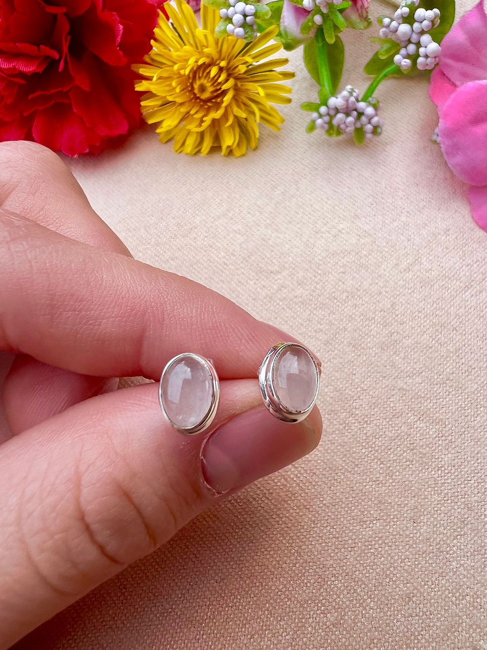 Thumbnail: handmade Genuine Rose Quartz  Sterling Silver Earrings, ireland, everyday earrings, gifts,fast delivery