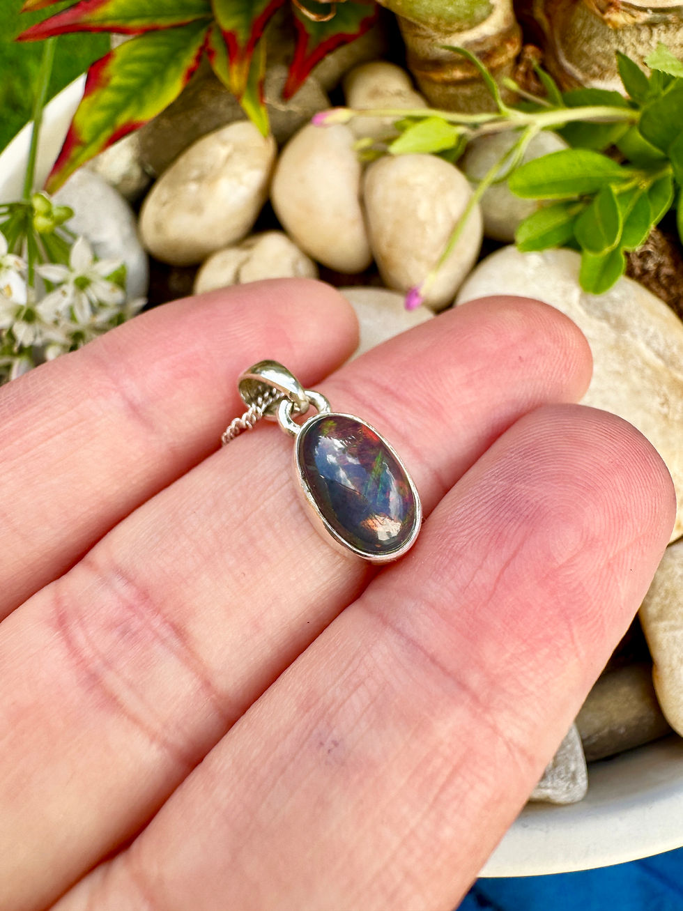 Thumbnail: Genuine Australian Chalama Black Opal Necklace,Irish business, gifts,handmade