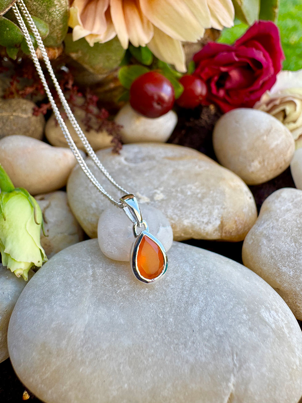 Thumbnail: Dainty Carnelian Sterling Silver Necklace