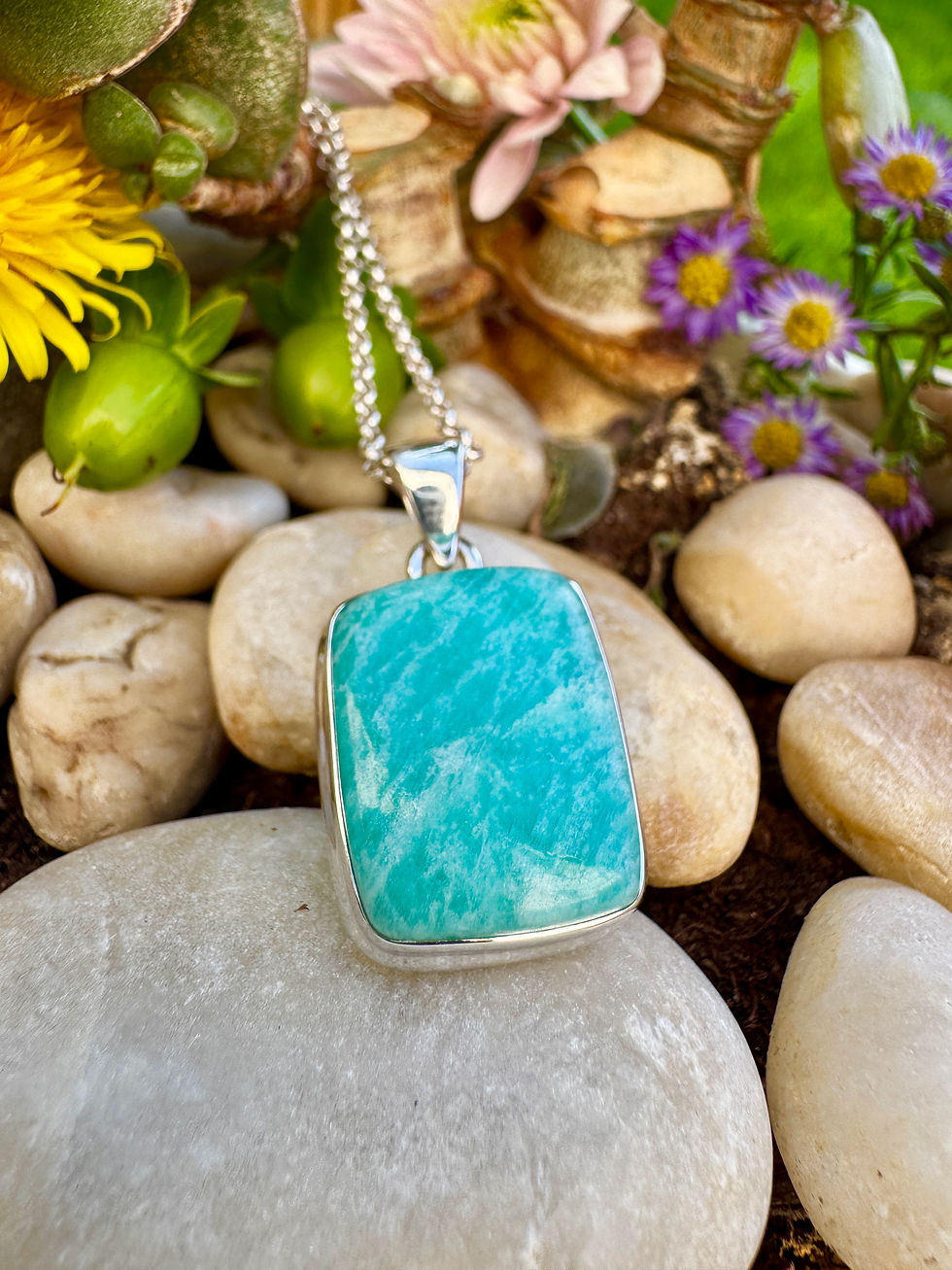 Thumbnail: Peruvian Amazonite Sterling Silver Necklace