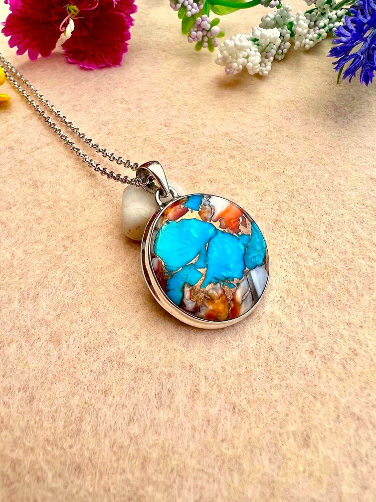 Arizona Turquoise Sterling Silver Necklace.Ireland,Gift, colorful. xmas,fast delivery