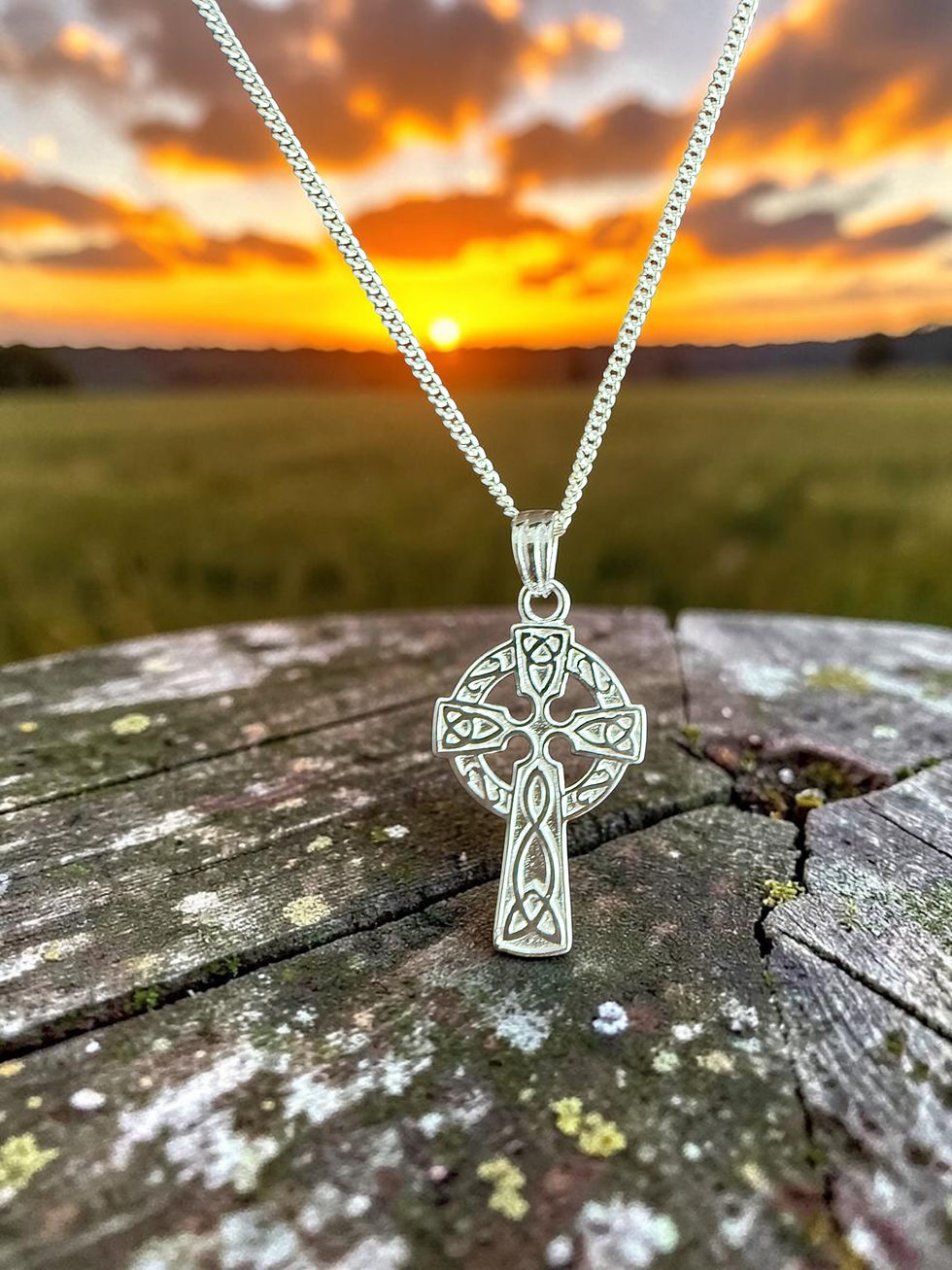 Plain Sterling Silver Celtic Cross Necklace