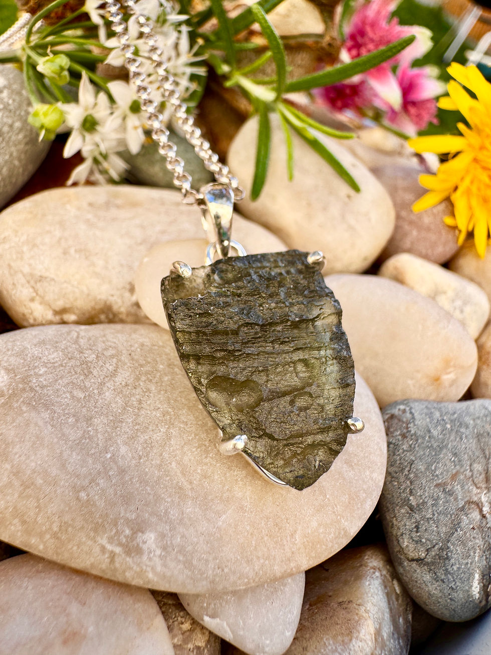Thumbnail: Genuine Moldavite Sterling Silver Necklace at Silver Fountain Jewellery Dublin 2