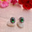 Thumbnail: Created Emerald Sterling Silver Marcasite Stud Earrings