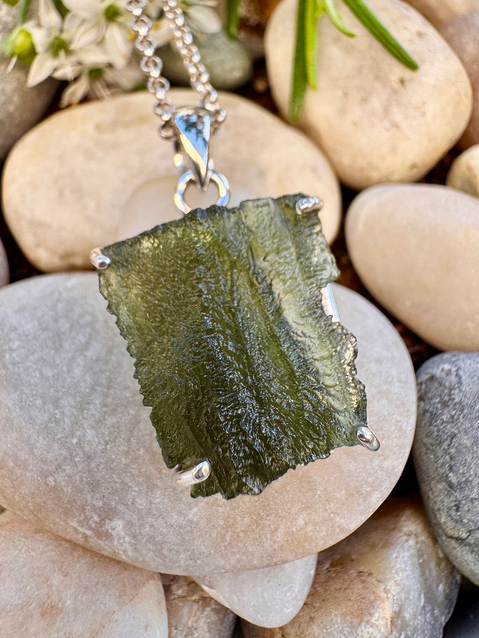 Genuine Moldavite Sterling Silver Necklace at Silver Fountain Jewellery Dublin 2
