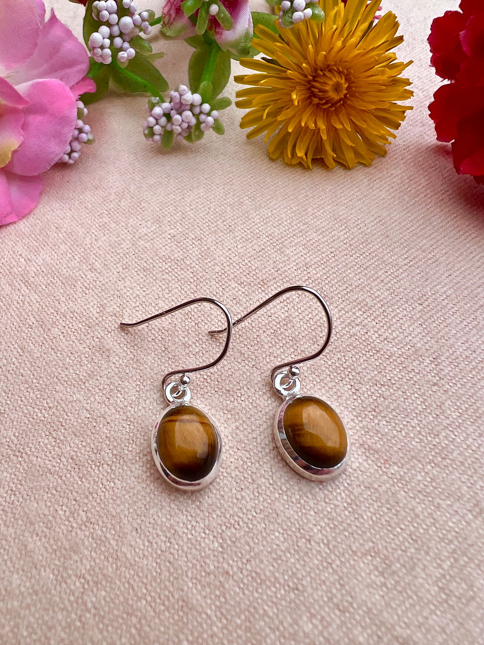 Thumbnail: handmade Genuine Tiger Eye Sterling Silver Earrings, ireland, everyday earrings, gifts,fast delivery