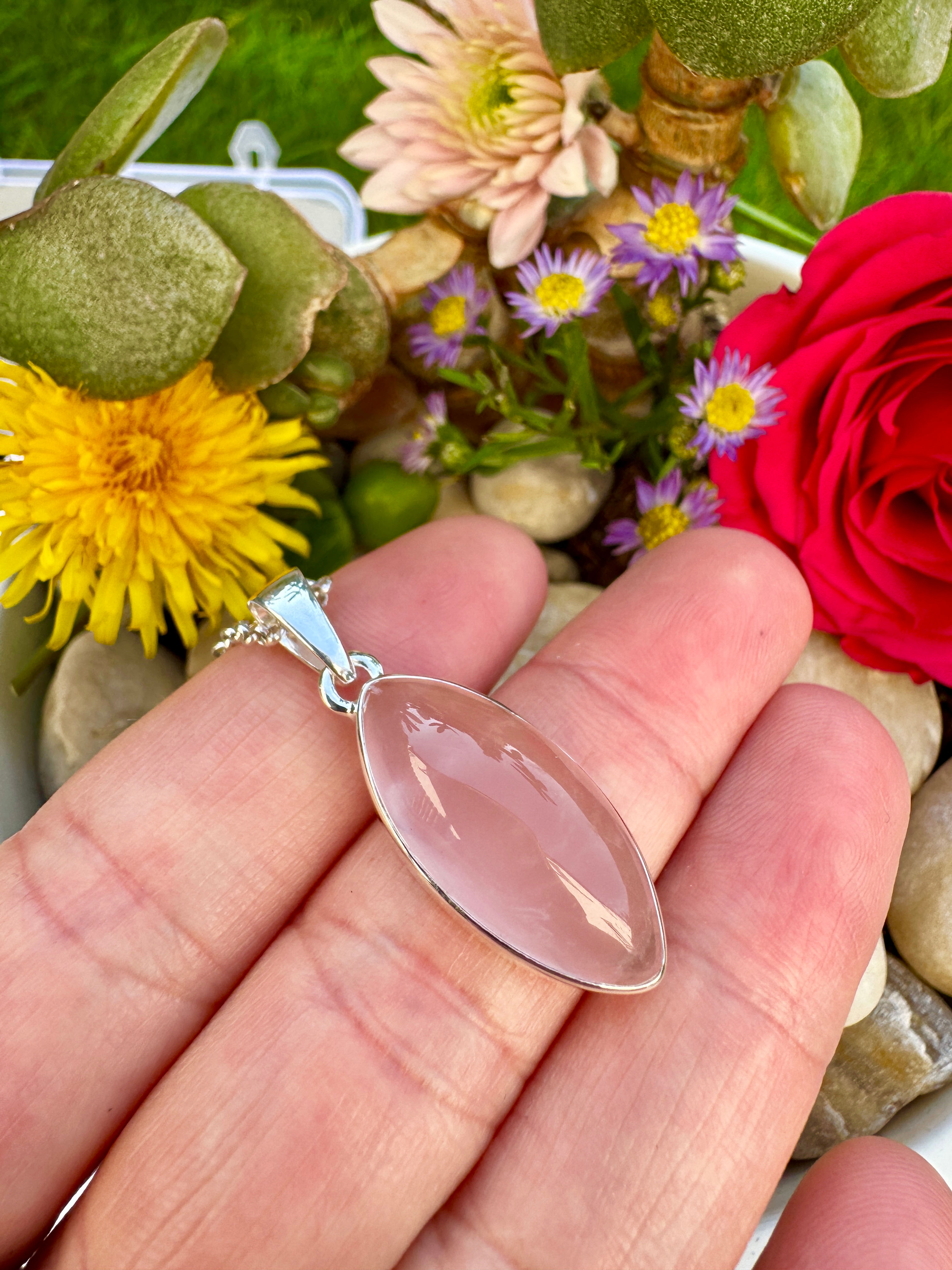 Rose Quartz Sterling Silver Necklace