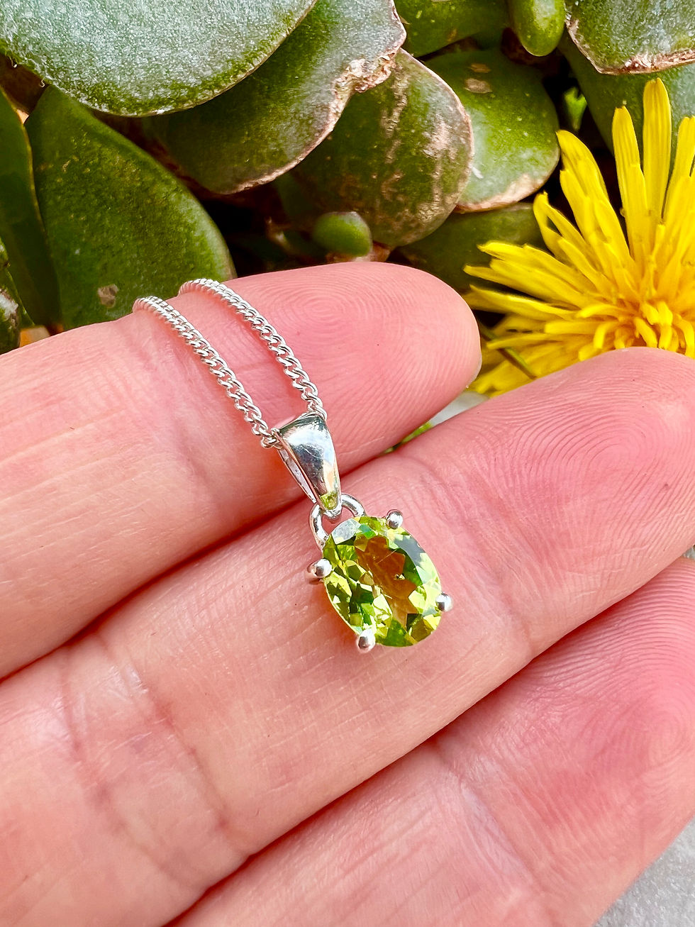 Thumbnail: Dainty Genuine Peridot Sterling Silver Necklace,August birthstone, gifts, everyday jewellery, fast delivery, ireland