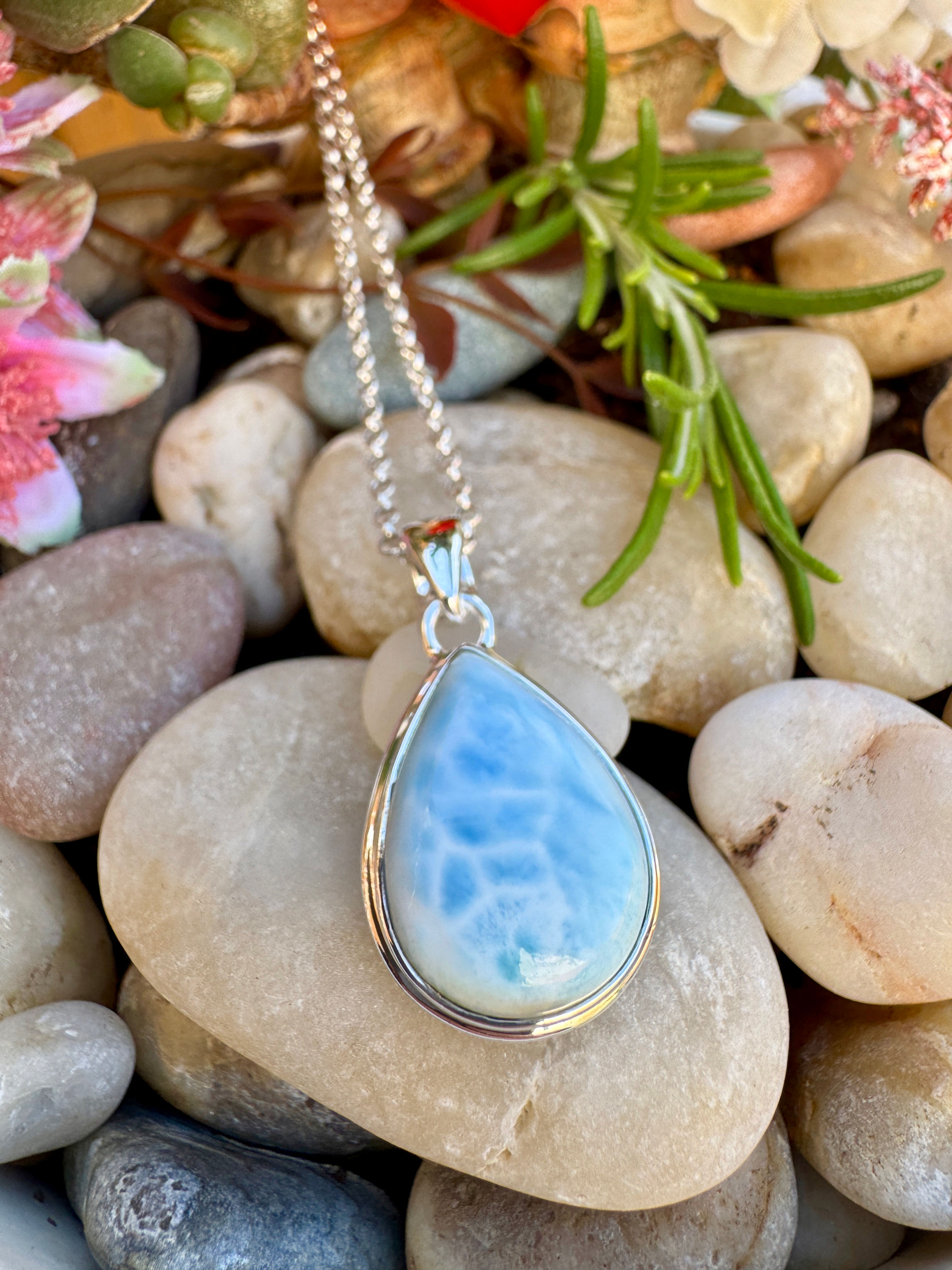 Dominican Larimar Silver Necklace