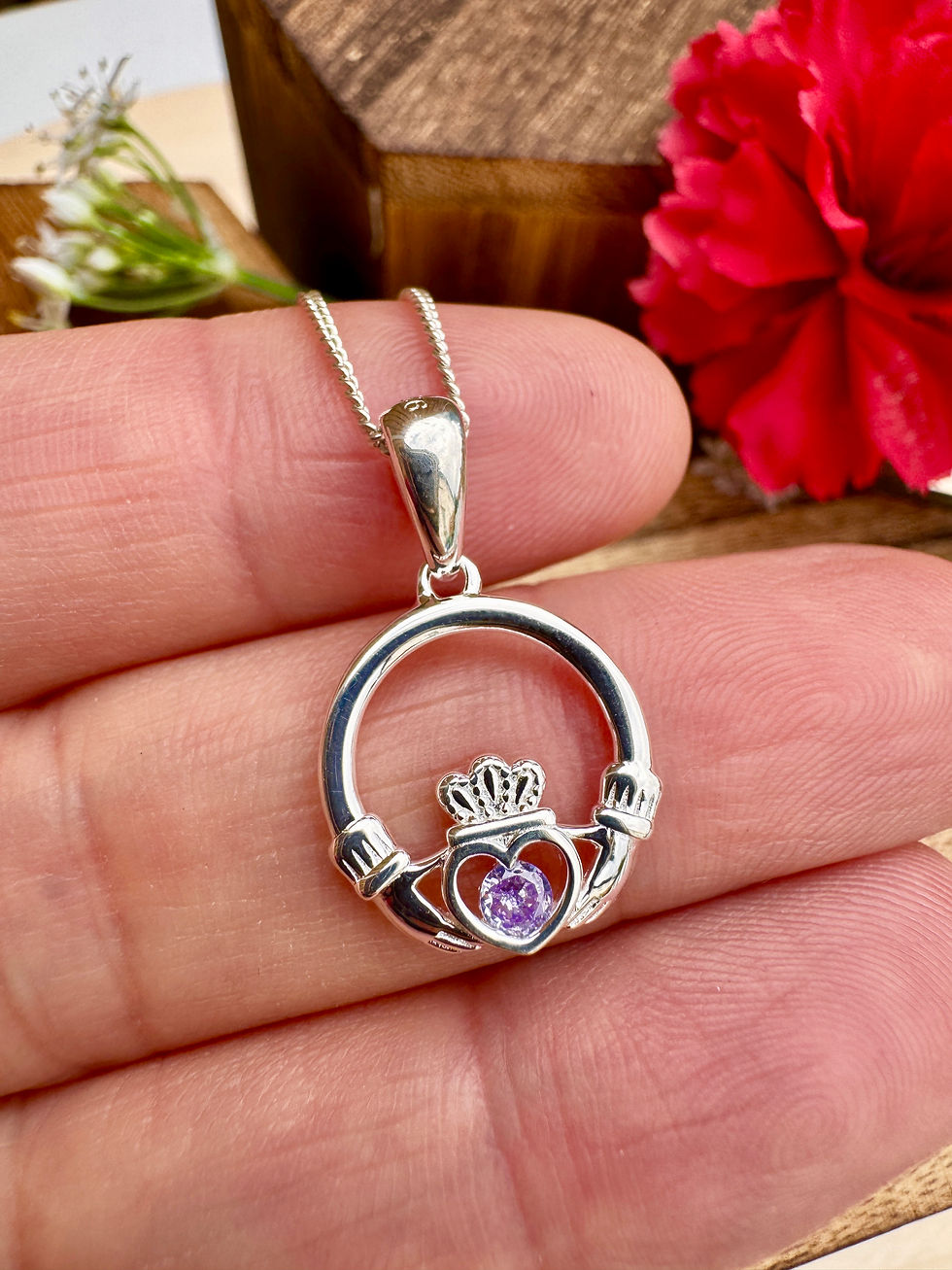 Thumbnail: Sterling Silver Claddagh Necklace