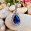 Thumbnail: Sapphire Pear Drop Halo Sterling Silver Necklace