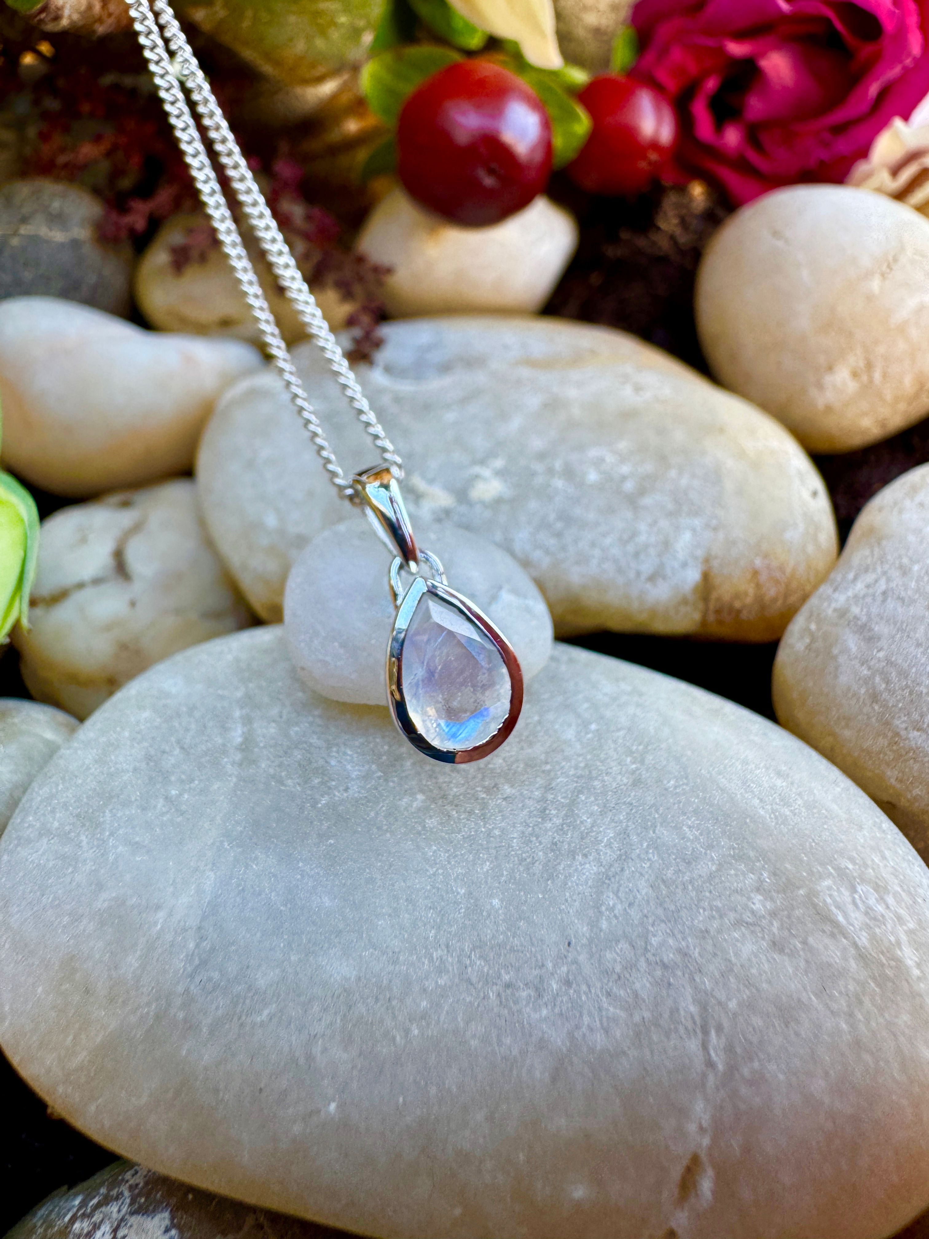 Dainty Moonstone Sterling Silver Necklace