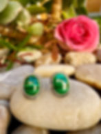 Malachite Sterling Silver Stud Earrings, daily earrings,Handmade ,gifts ideas