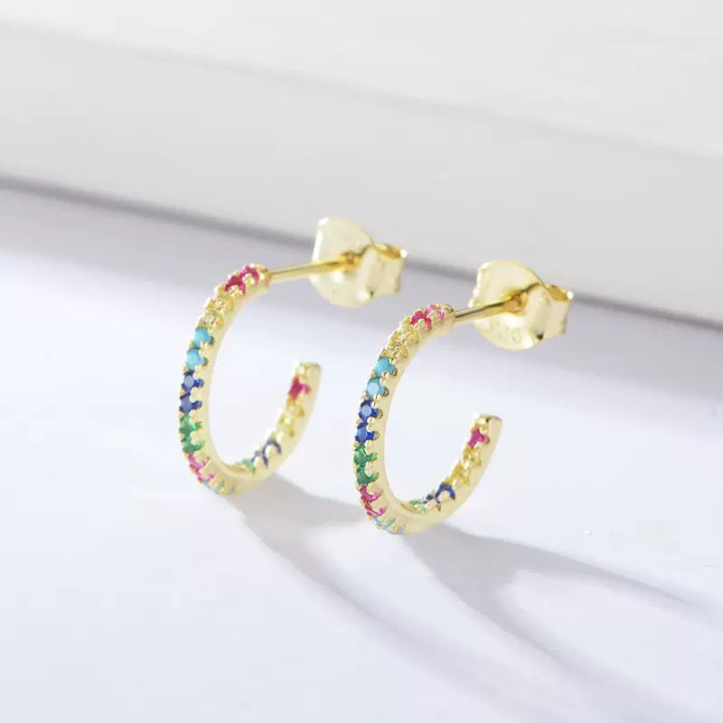 Thumbnail: Half Hoop Sterling Silver Earrings