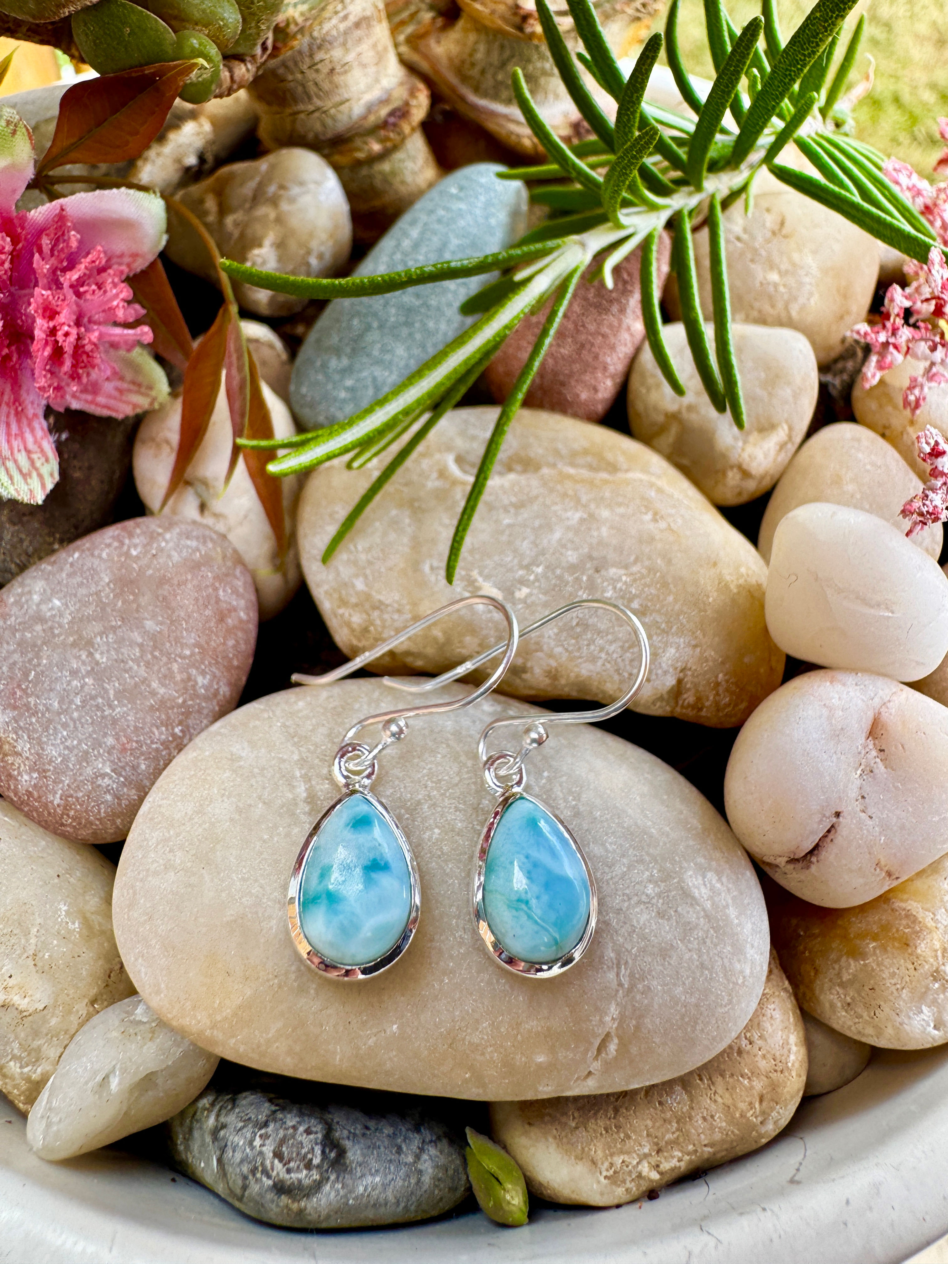 Dominican Larimar Silver Earrings