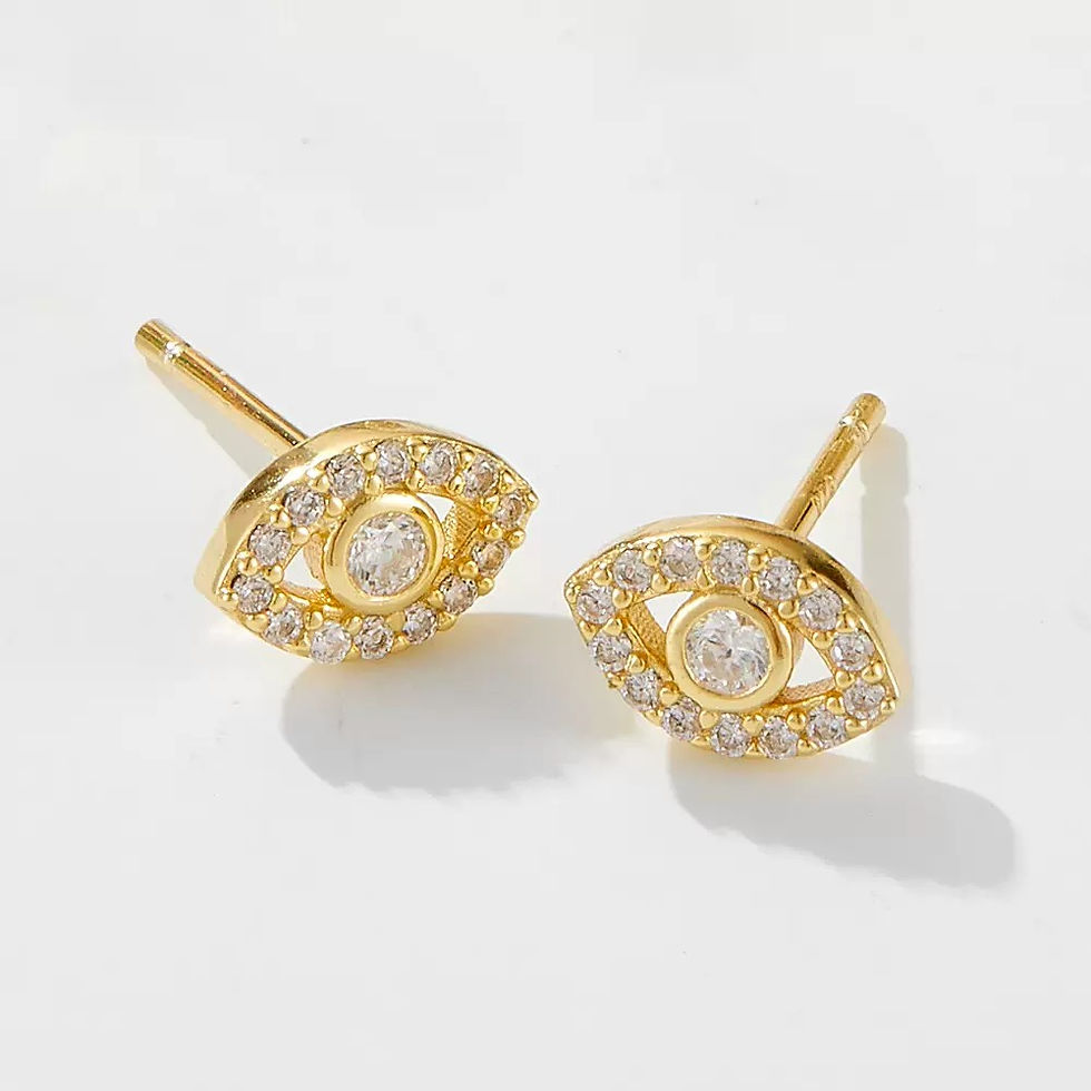 Thumbnail: Sterling Silver Evil Eye Stud Earrings