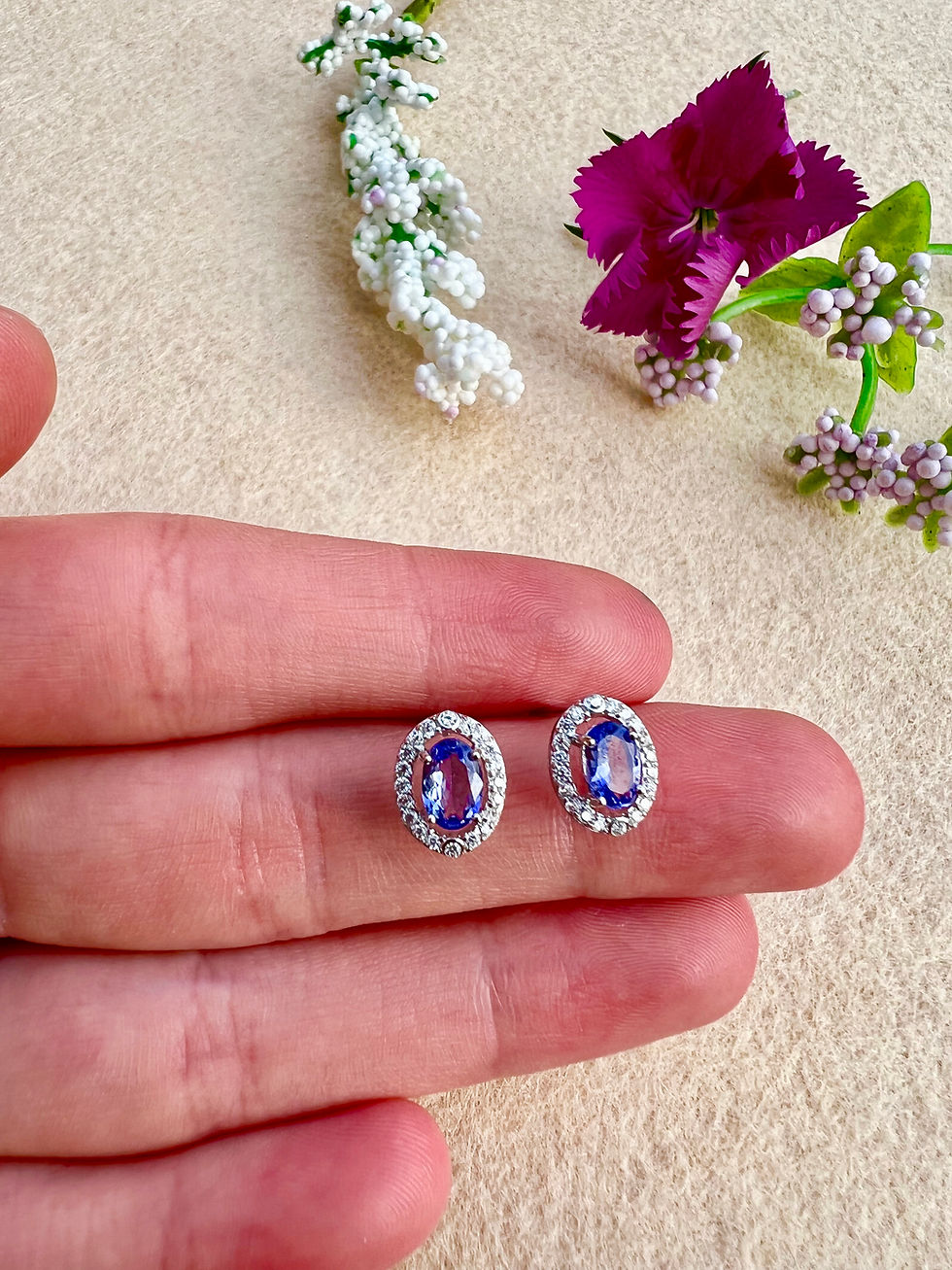 Thumbnail: Tanzanite Silver Stud Earrings