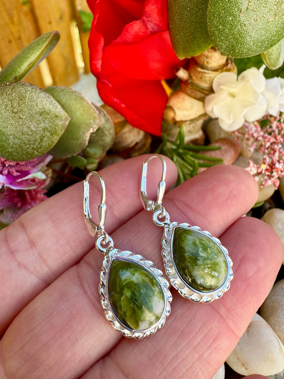 Thumbnail: Connemara Marble Silver Earrings