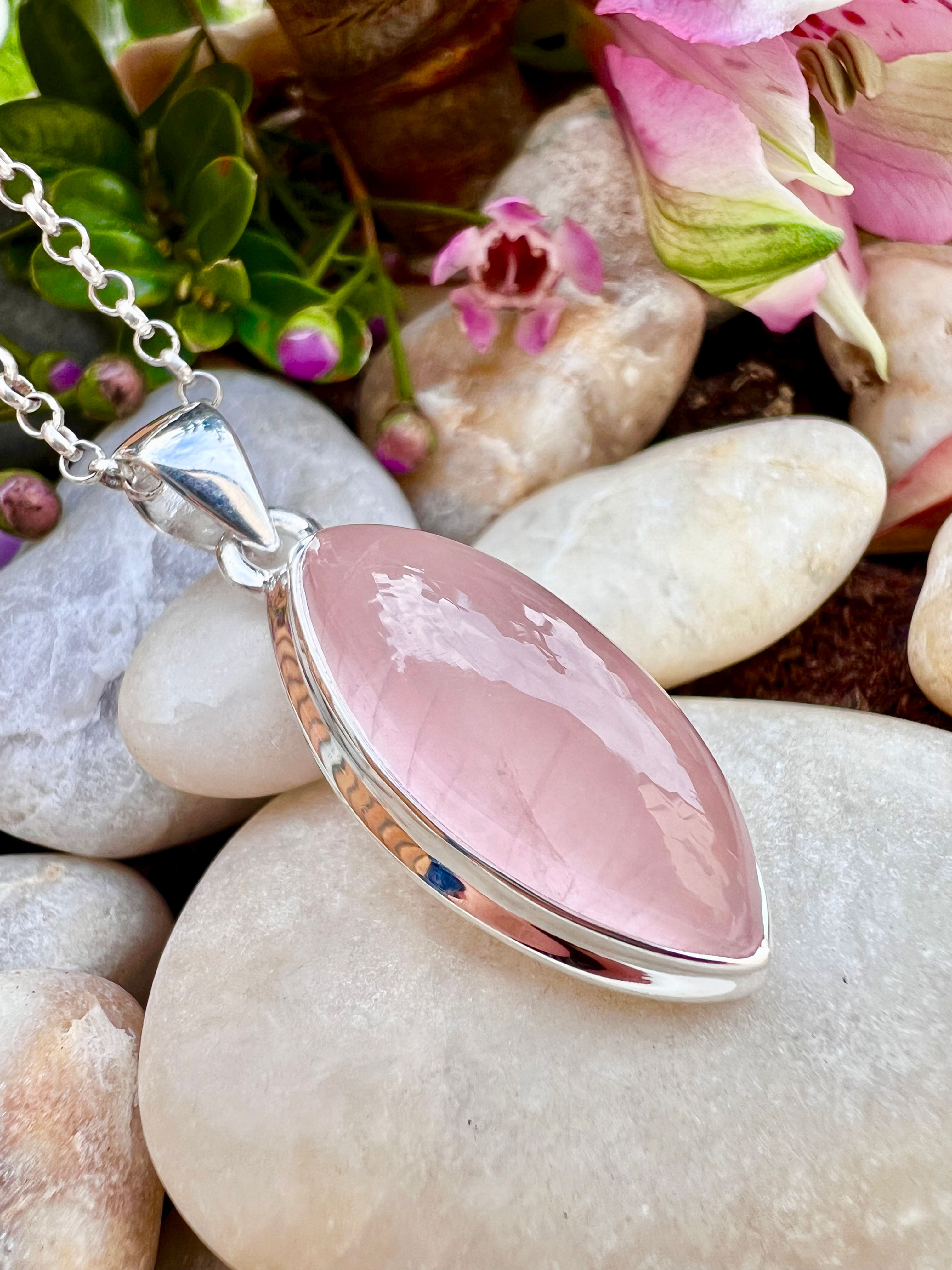 Dainty Rose Quartz Sterling Silver Necklace