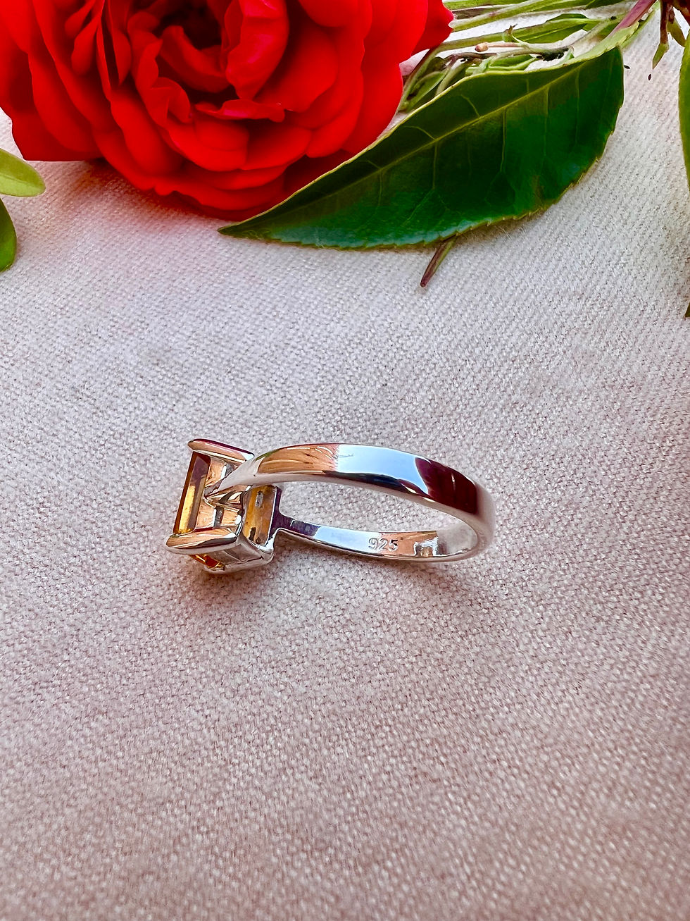 Thumbnail: Timeless Emerald Cut Citrine Claw Set Sterling Silver Ring,Ireland, women ring, wedding,birthday