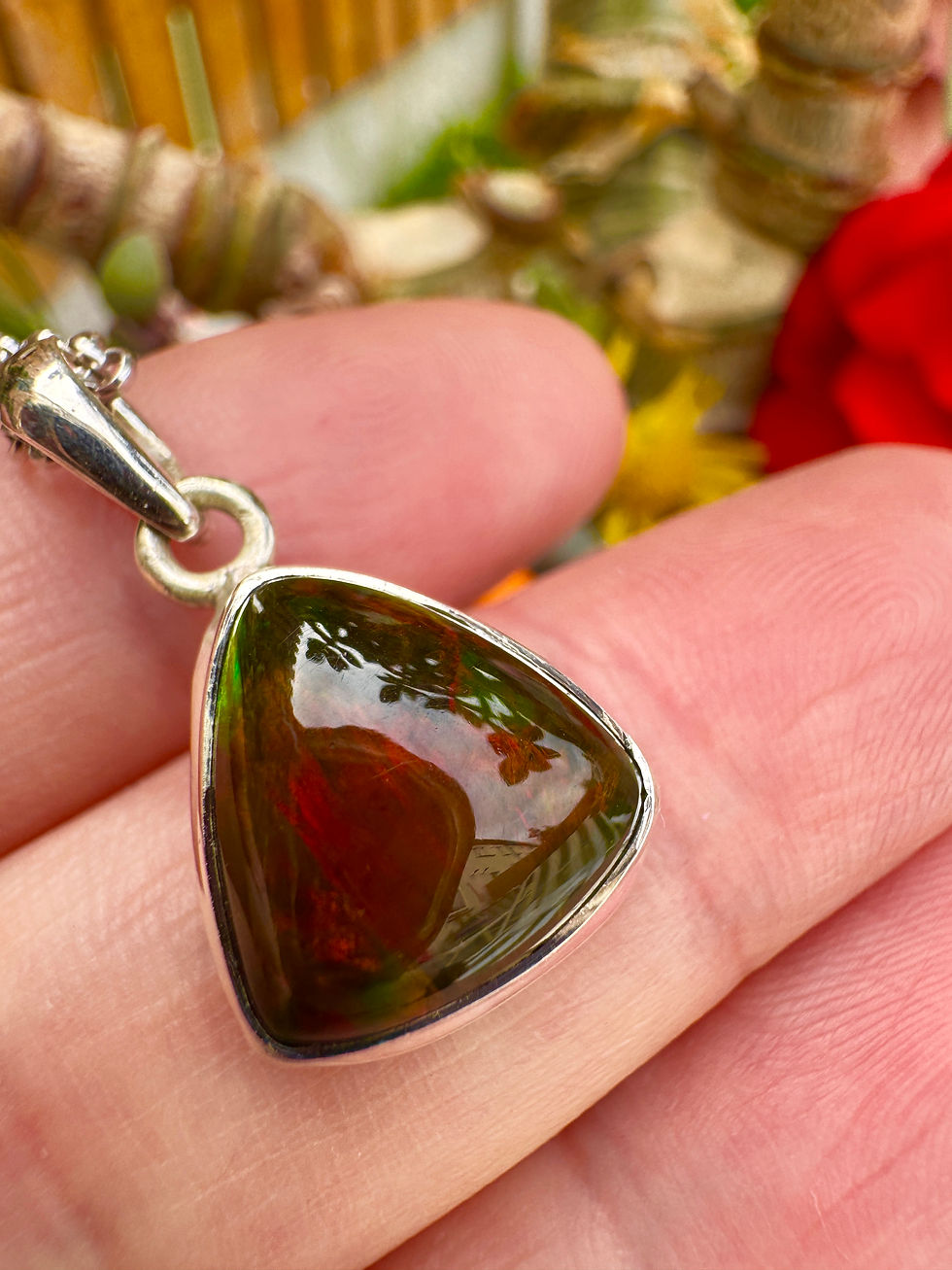 Thumbnail: Large Genuine Australian Chalama Black Opal Necklace
