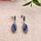 Thumbnail: Created Sapphire Silver Marcasite Earrings