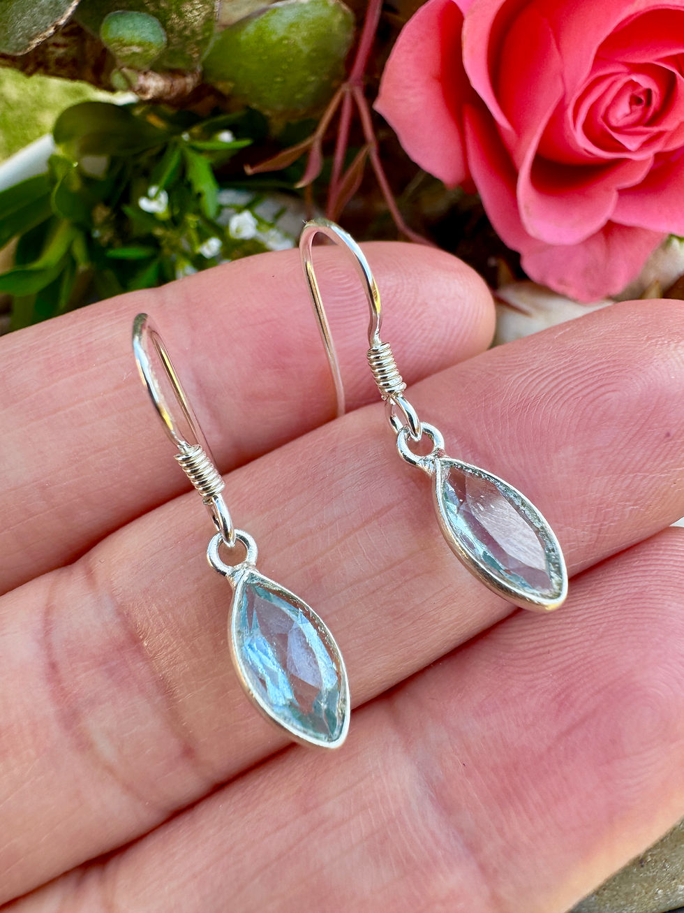 Thumbnail: Dangling Blue Topaz Sterling Silver Drop  Earrings,women earrings,,ireland. simple