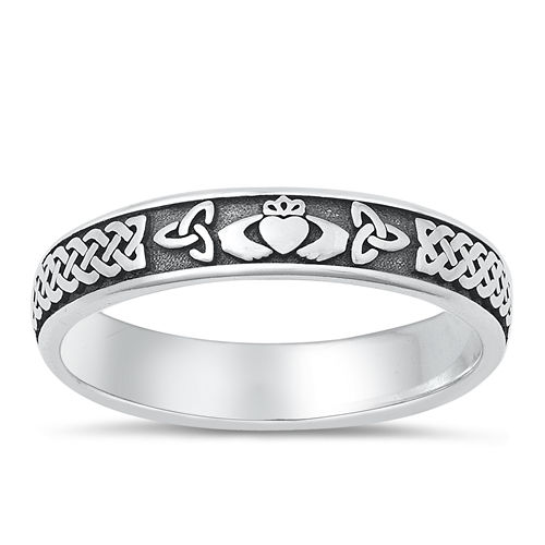 Thumbnail: Plain Claddagh Celtic   Unisex Sterling Silver Ring
