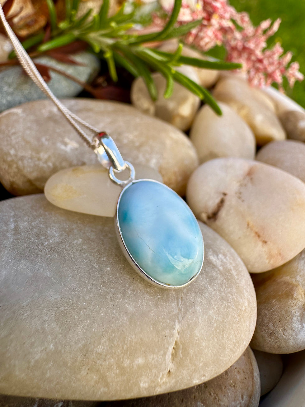 Thumbnail: Handmade Dominican Larimar Sterling Silver Necklace,Irish Business, fast delivery, affordable and unique jewellery