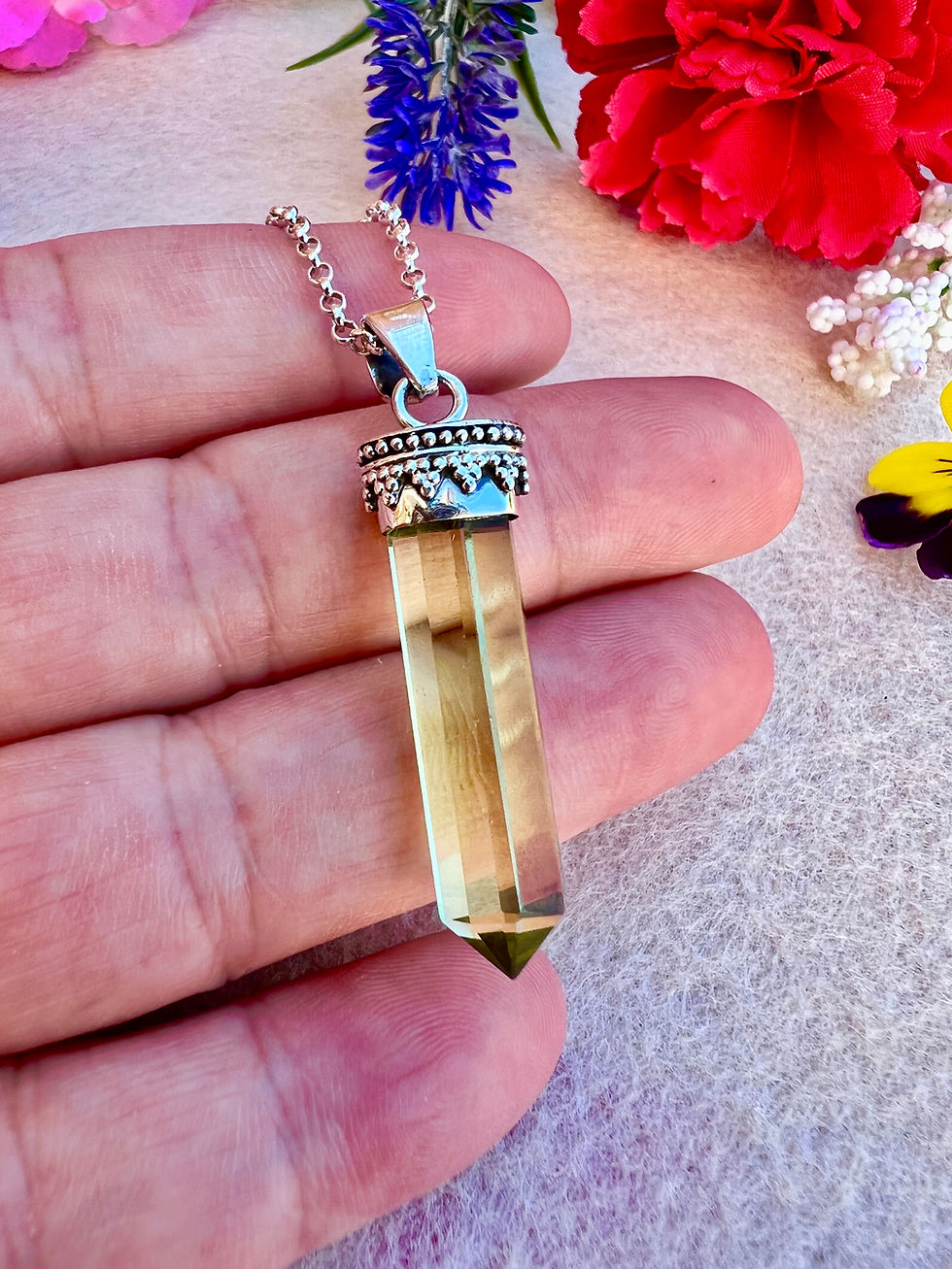 Thumbnail: Lemon Topaz Pointer Sterling Silver Necklace
