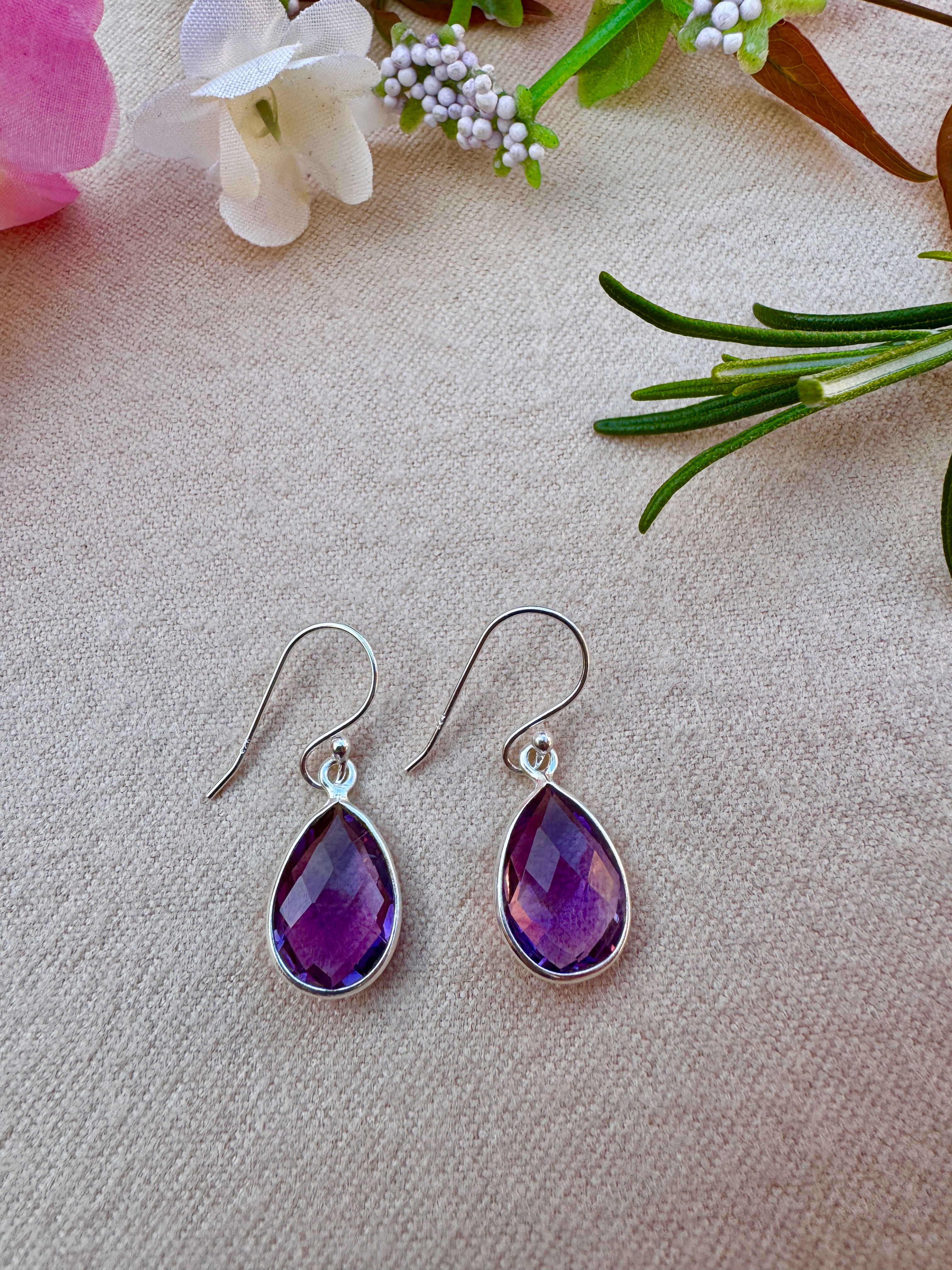 Amethyst Sterling Silver Drop Earrings