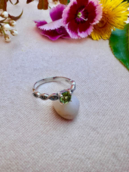 Peridot Sterling Silver Marcasite Ring