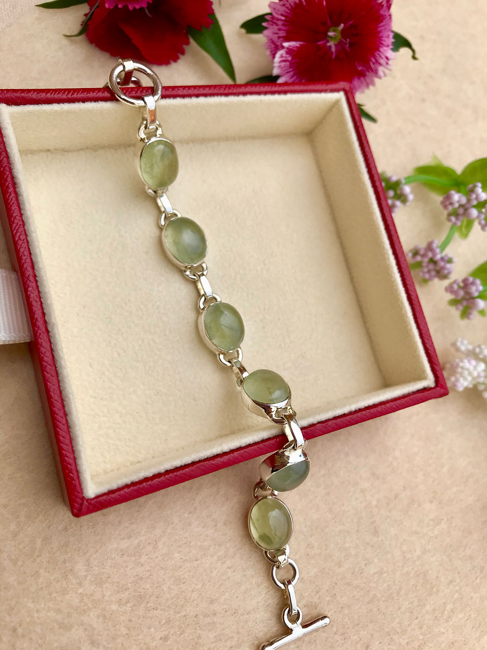 Thumbnail: Prehnite Silver Bracelet