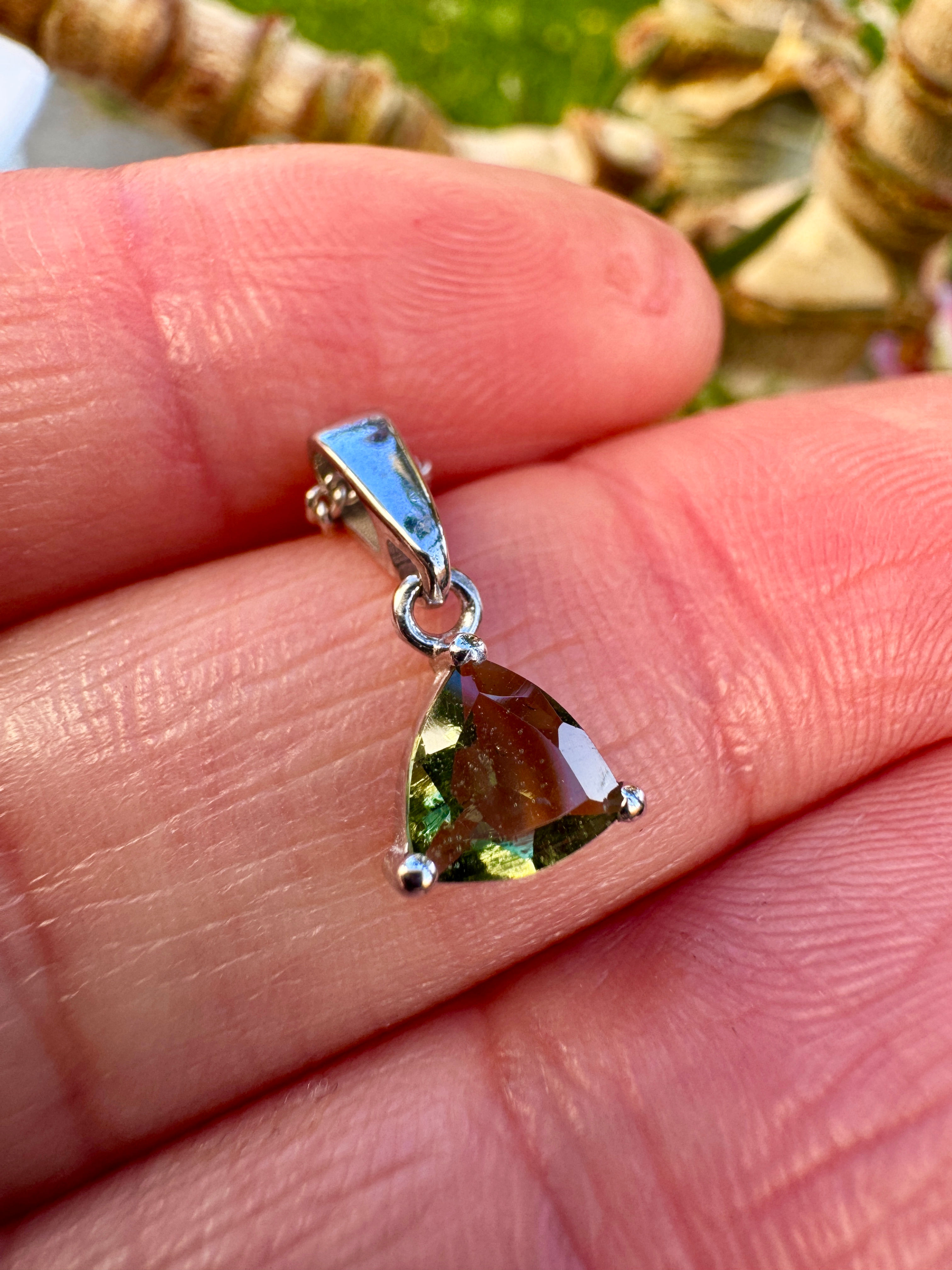 Genuine Chlum Moldavite Sterling Silver Necklace
