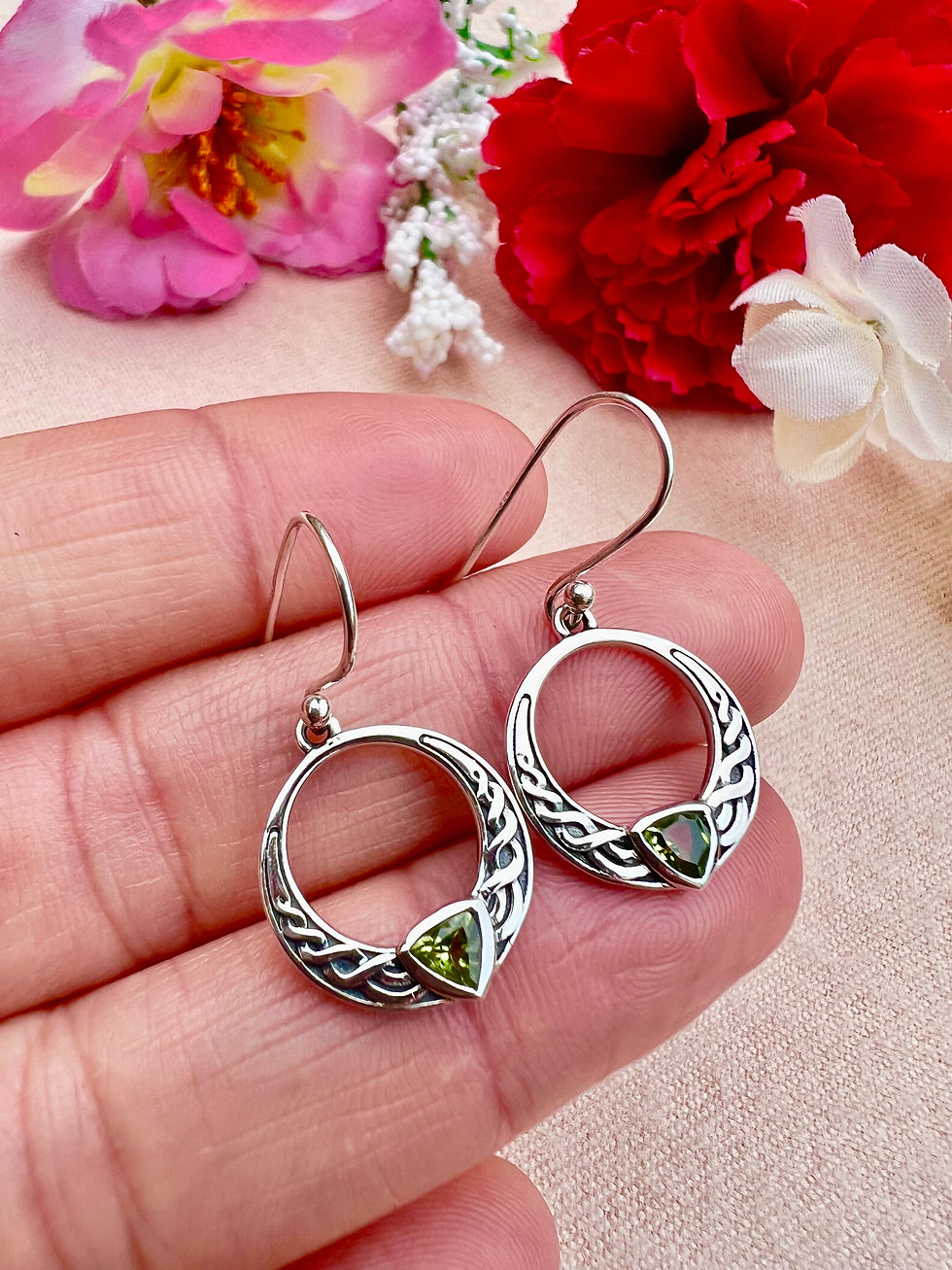 Thumbnail: Peridot Sterling Silver Celtic Earrings