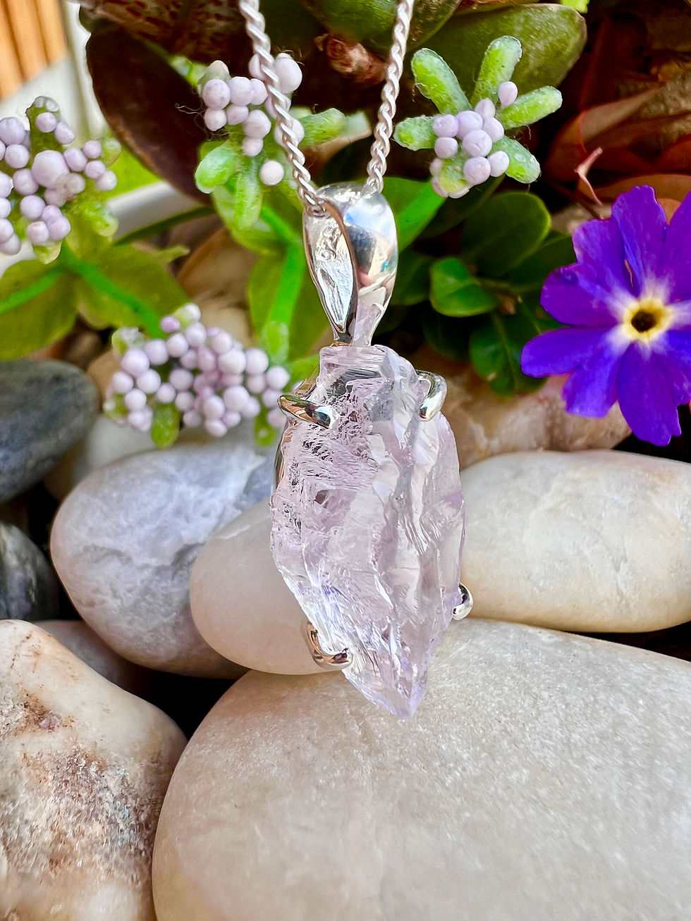 Thumbnail: Rough Natural Clear Quartz claw set in Sterling Silver Necklace , S925, Handmade, Ireland