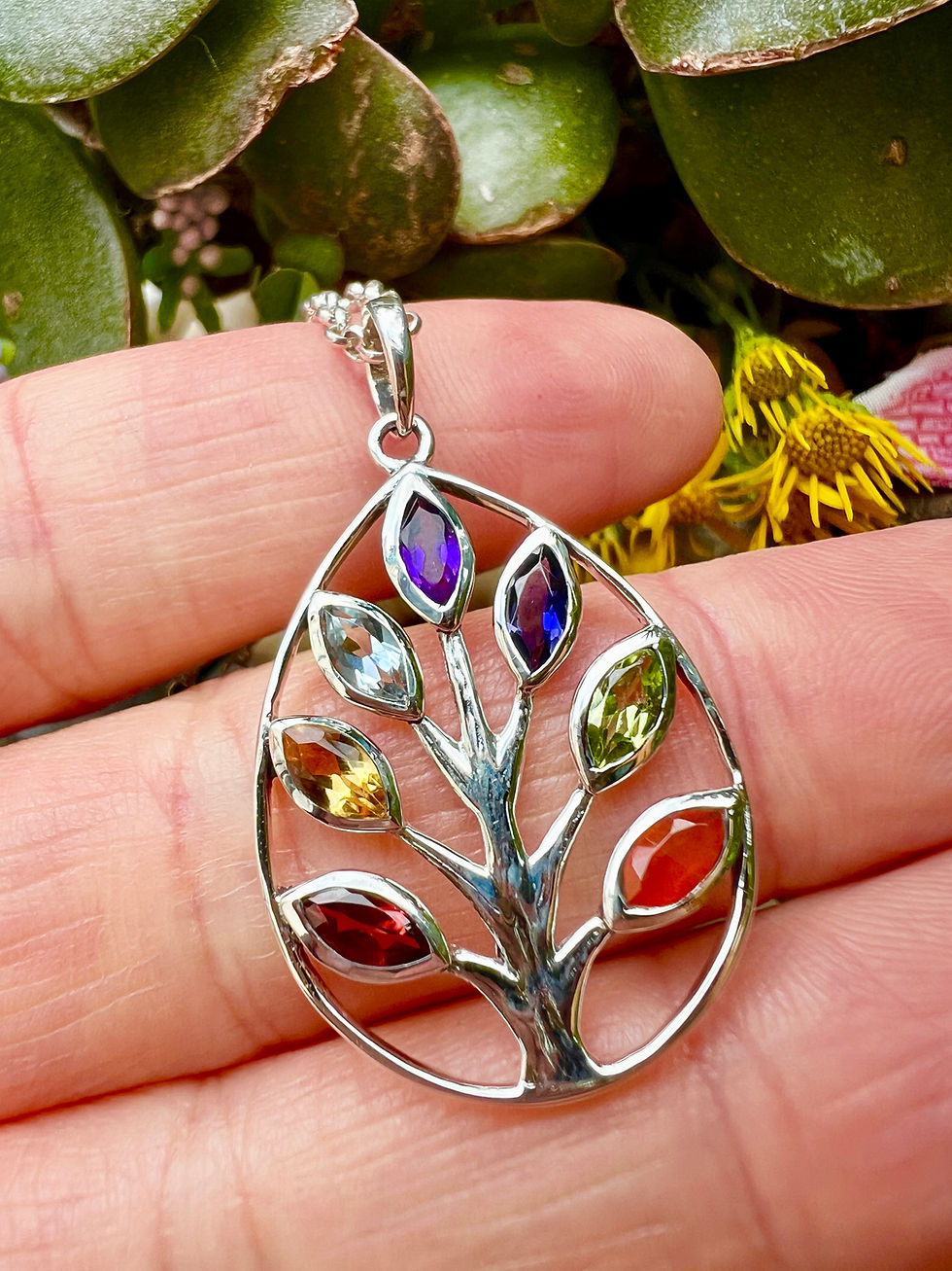 Thumbnail: Tree of Life Chakra Sterling Silver Necklace