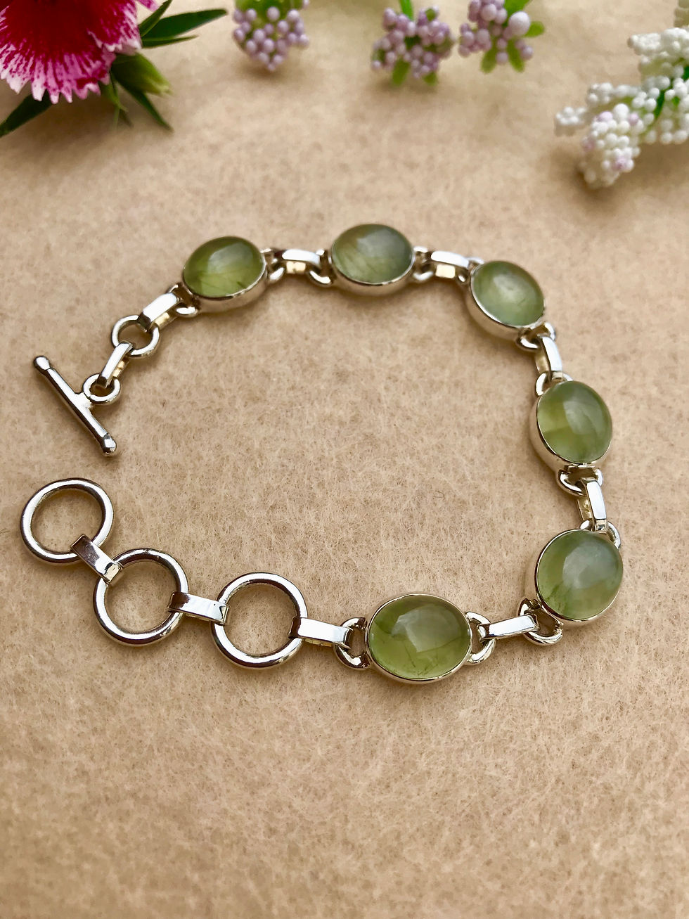 Thumbnail: Prehnite Silver Bracelet