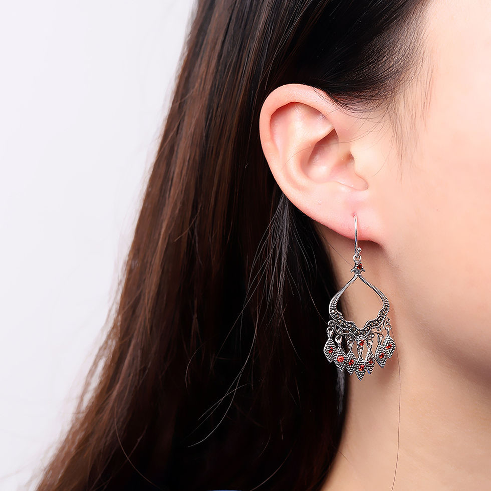 Thumbnail: Marcasite Tassel Sterling Silver Earrings,Ireland, Dangling Eariings, S925 Jewellery, fast delivery, women, xmas gift