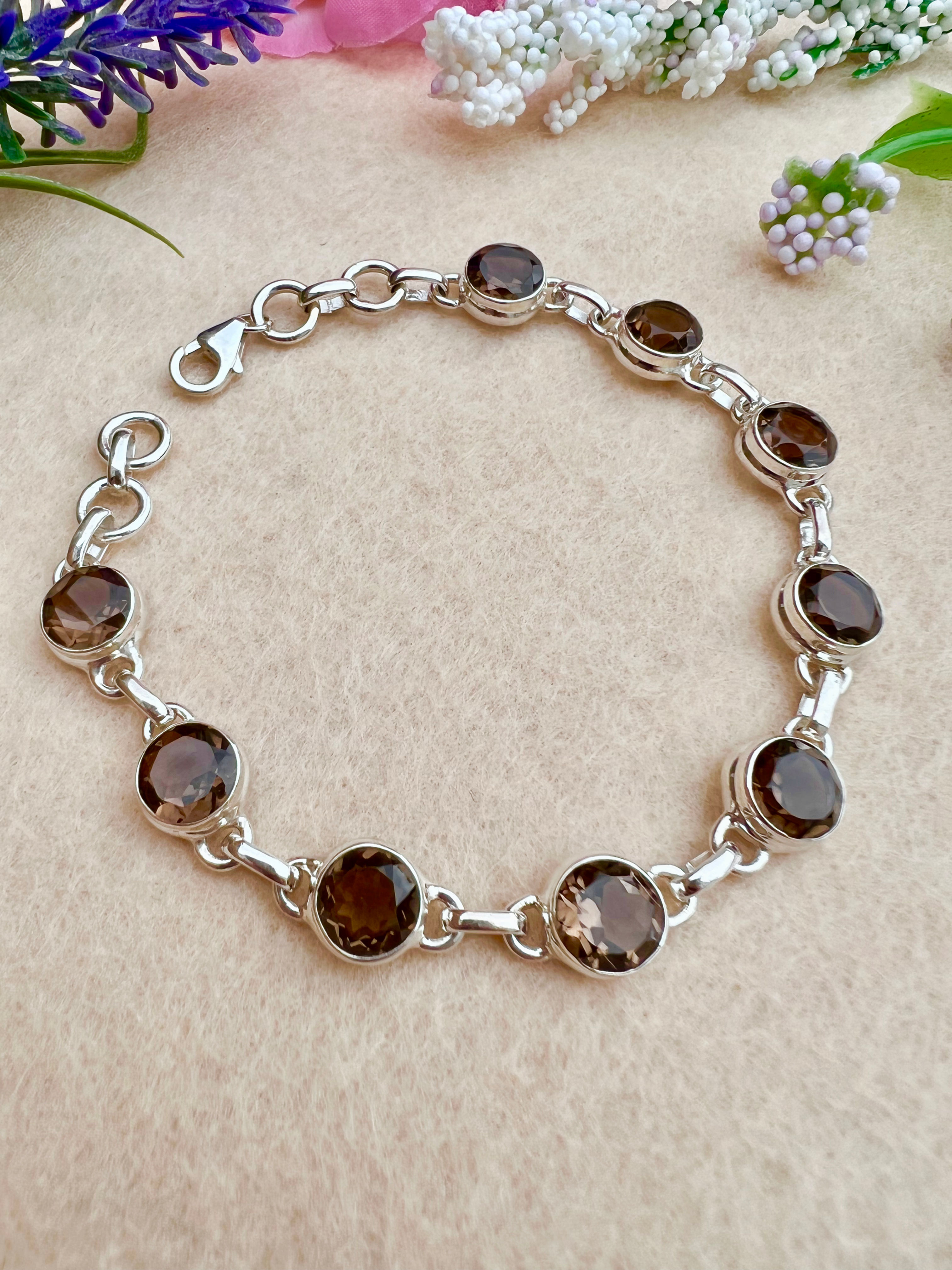 Smoky Quartz Silver Bracelet