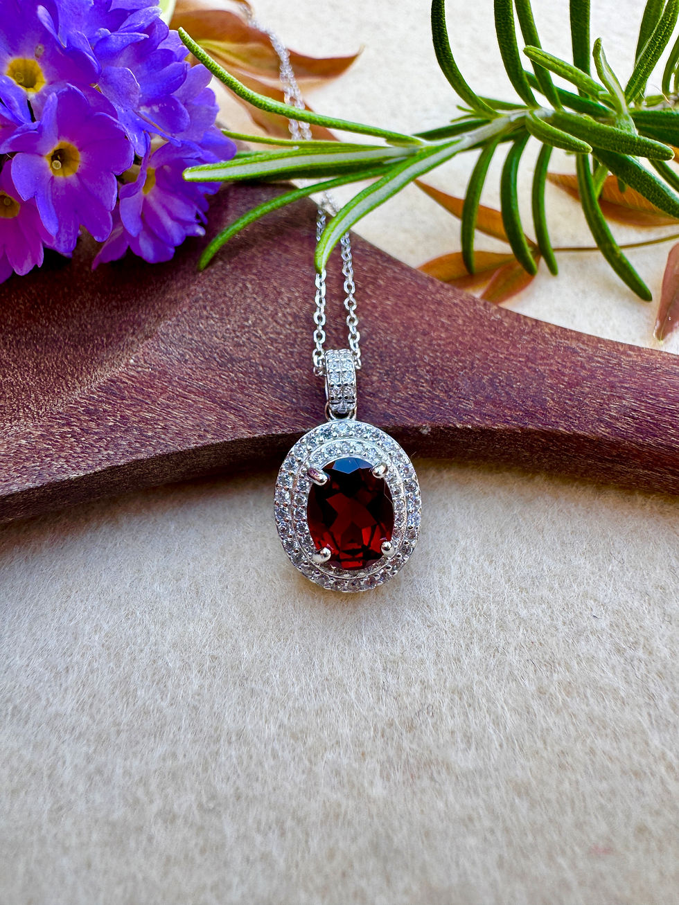 Thumbnail: African Garnet Sterling Silver Necklace
