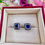 Thumbnail: Created Sapphire Marcasite Silver Stud Earrings