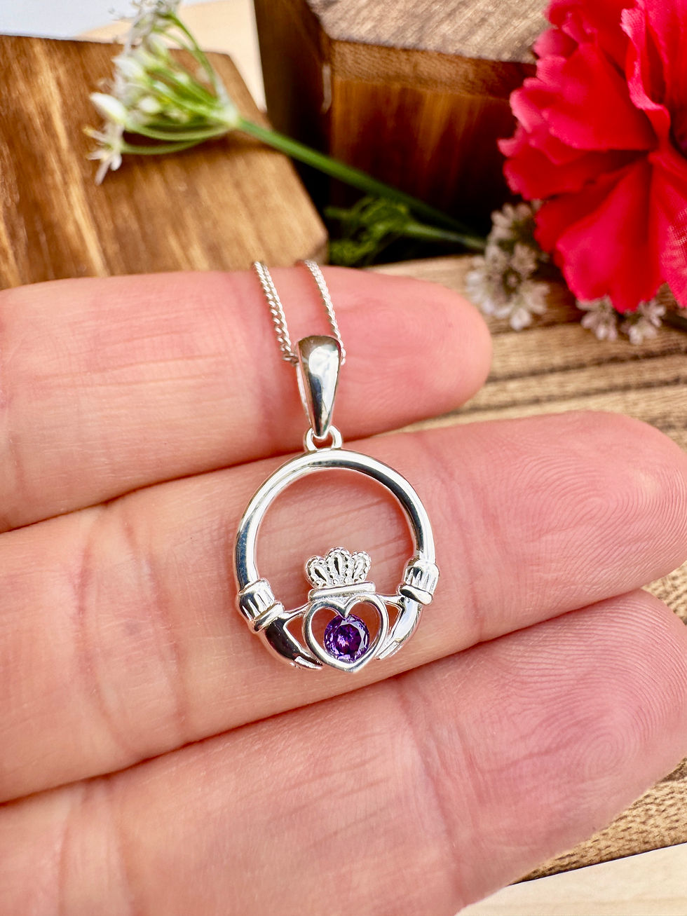 Thumbnail: Sterling Silver Claddagh Necklace
