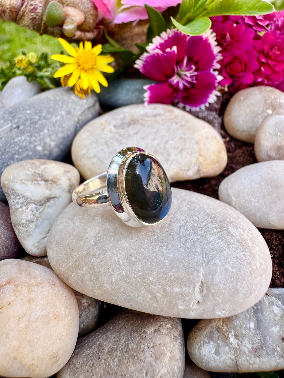 Thumbnail: Blue Fire Labradorite Silver Ring
