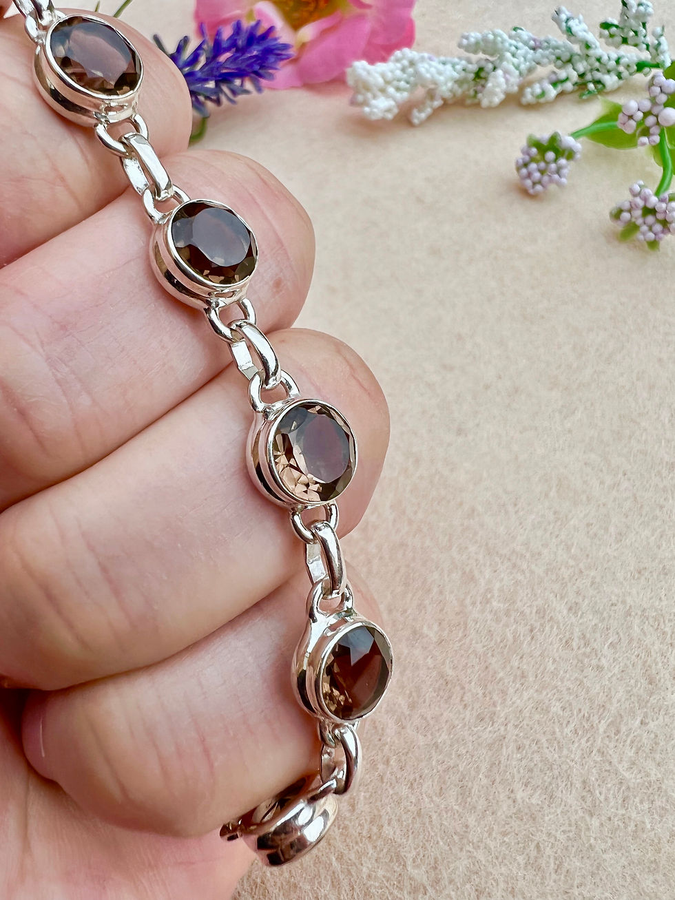 Thumbnail: Smoky Quartz Silver Bracelet