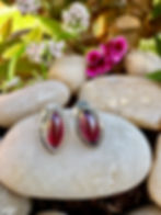 GarnetCabochon Sterling Silver Stud Earrings