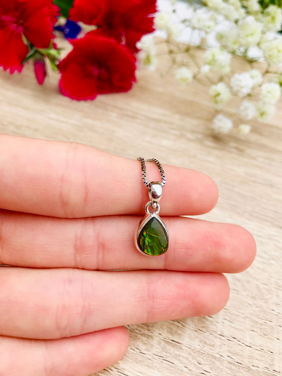 Thumbnail: Canadian Ammolite Sterling Silver Necklace ,Ireland,Handmade