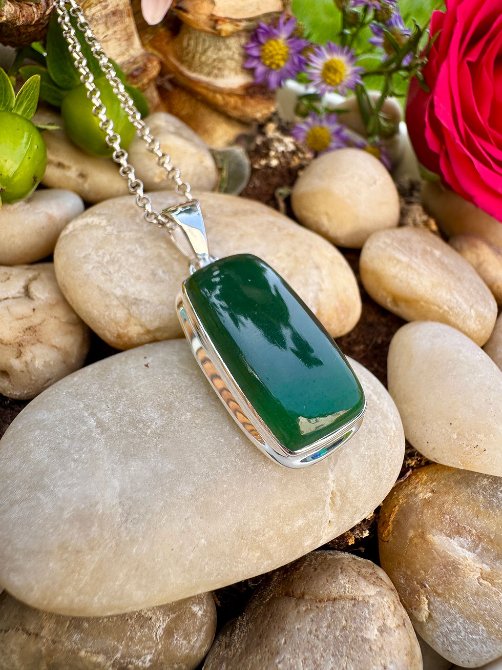 Thumbnail: Green Aventurine Sterling Silver Necklace