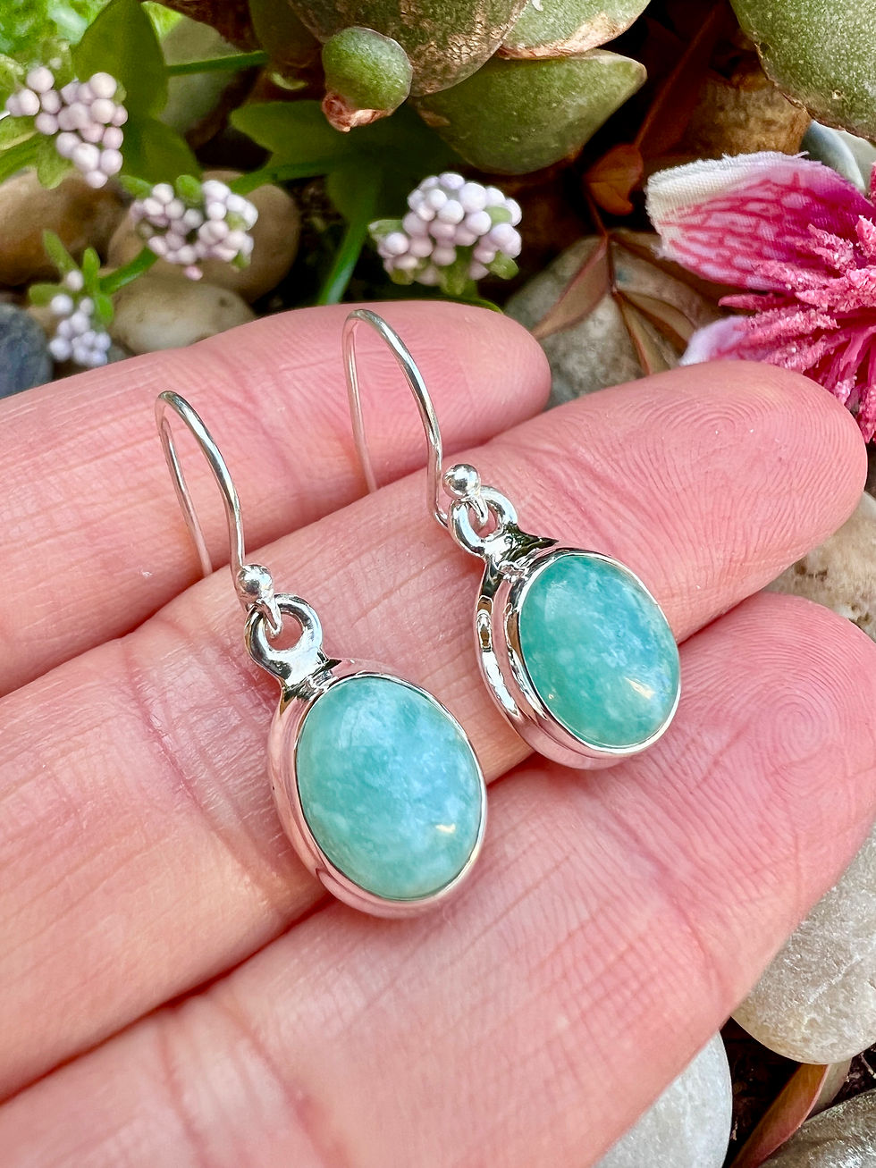 Thumbnail: Peruvian Amazonite Sterling Silver Earrings