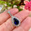 Thumbnail: Sapphire Pear Drop Halo Sterling Silver Necklace